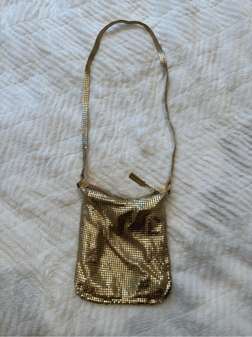 Whiting & Davis Gold Mesh Disco Style Shoulder Bag Vintage Y2K Metallic Purse